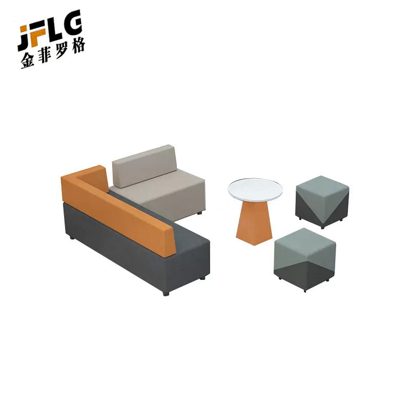 苏宁 金菲罗格 接待沙发组合 1.8米左转角沙发+1米直排+圆茶几+方凳*2