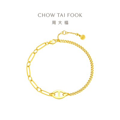 周大福 ING系列 创意AB链足金黄金手链(工费:780计价)F229598