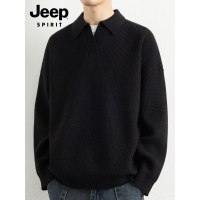 JEEP SPIRIT翻领毛衣男士2025年秋季新款青年休闲纯色针织衫男潮