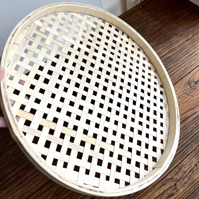 大孔竹筛子竹黄竹肉簸箕平底竹筐竹制品筛竹匾竹编制品大全 大孔竹筛(竹黄 直径50厘米(含边框