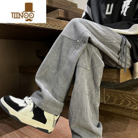 YANXU设计感灰色休闲长裤男士港风男款灯芯绒拖地潮牌运动卫裤子