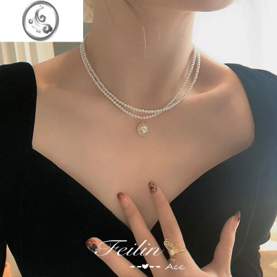 JiMi玻璃珍珠项链女轻奢小众2023年新款高级设计感装饰颈链锁骨链