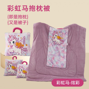 加厚冬季牛奶绒抱枕被子彩虹马两用二合一沙发车用载靠垫马上有钱