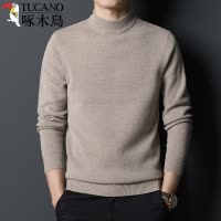 啄木鸟秋冬新款加厚保暖半高领毛衣男中年休闲男士羊毛打底针织衫