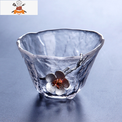 日式梅花整套功夫茶具套装家用耐热玻璃泡茶壶茶杯茶道锤纹烧水壶 梅花品杯 敬平