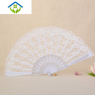 御蓝锦摆拍道具黑暗萝莉病娇哥特风洛丽塔复古风日式和风蕾丝旗袍扇子白色（加白色流苏）