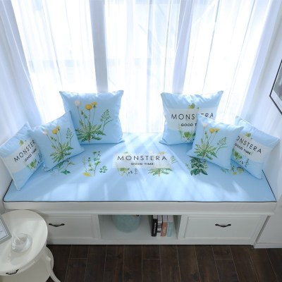 家柏饰(CORATED)北欧高密度乳胶飘窗垫窗台垫定做榻榻米阳台海绵垫沙发毯坐垫 草木集 18cm飘窗垫