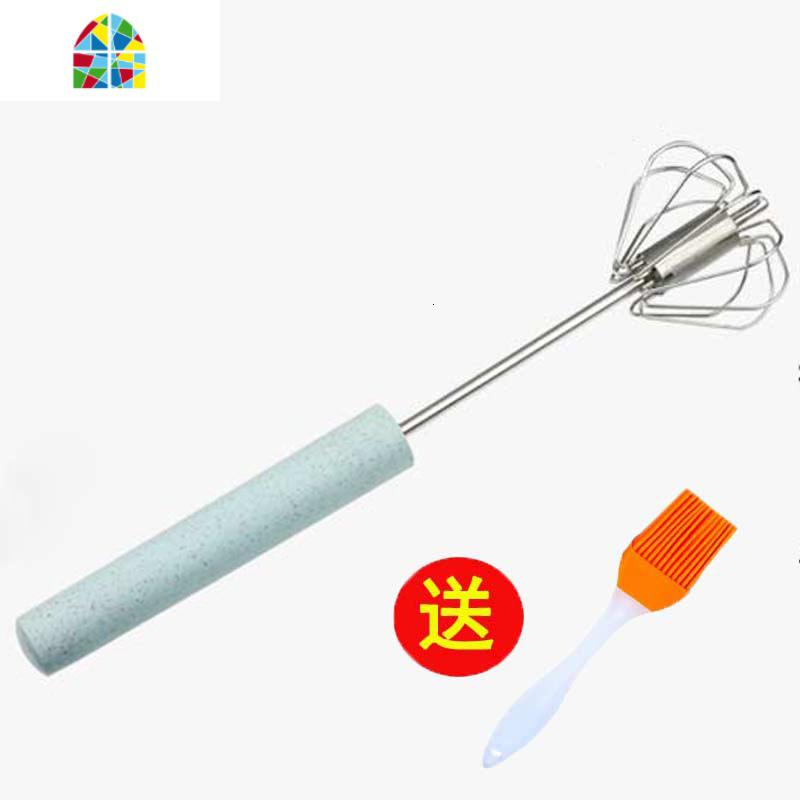 半自动手动打蛋器手持式不锈钢搅蛋棒鸡蛋奶油搅拌器厨房烘焙用具 FENGHOU 中号1个(送油刷1只)