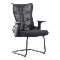 翌嘉 YJ-20084 办公椅人体工学椅会议椅 黑色中背款弓形椅