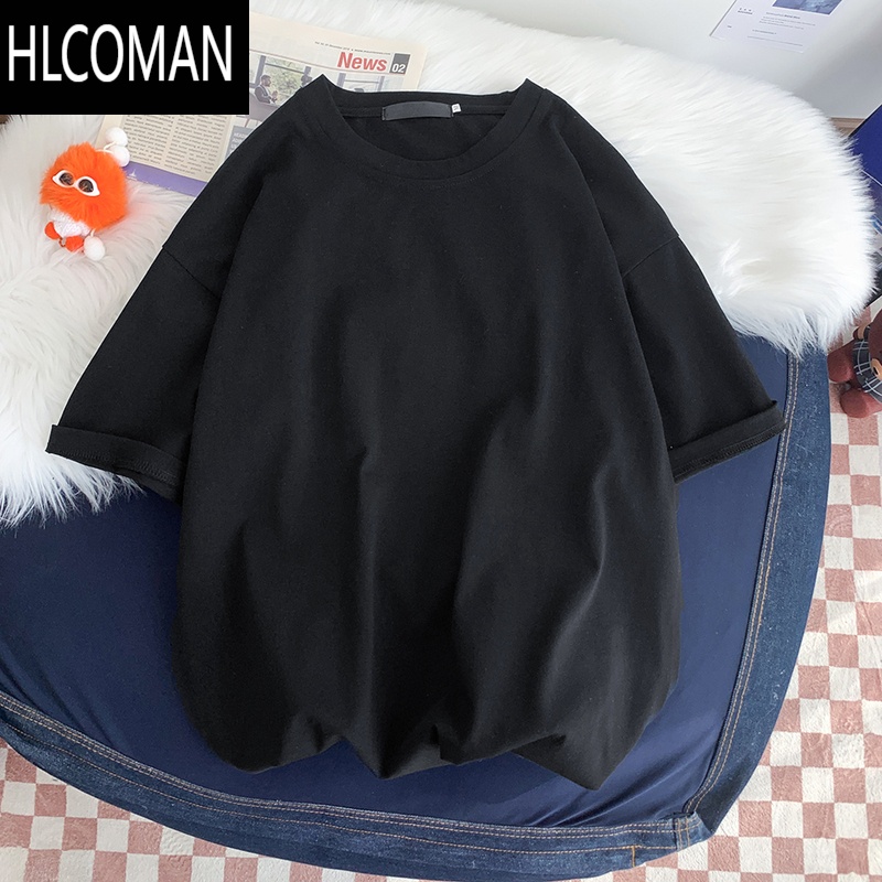 HLCOMAN短袖T恤男士夏季200g大码半袖体恤上衣潮牌宽松纯色打底