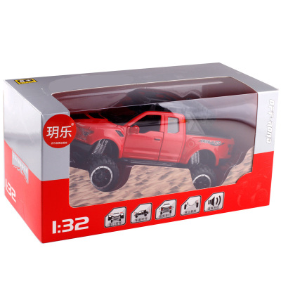 合金爆改款皮卡改装越野车大脚金属滑行小汽车模型儿童玩具红色礼盒装