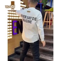 YANXU2023秋季潮牌圆领卫衣男内搭秋衣青年潮流字母印花长袖打底衫
