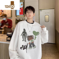 YANXU卫衣男士圆领休闲长袖t恤美式潮牌2023新款卡通百搭打底衫