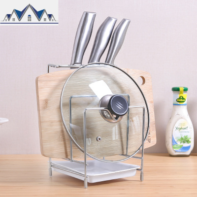 厨房不锈钢多层锅盖架家用厨具沥水架台面菜板砧板架子刀架置物架 三维工匠