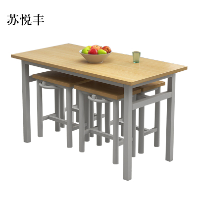 苏悦丰餐桌4人学校食堂小吃店快餐桌椅饭堂防火板桌1200*600*750含椅