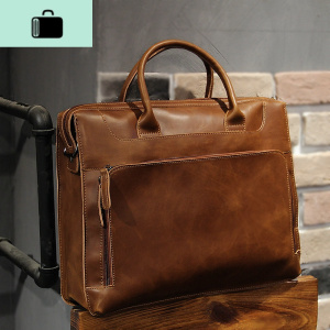 潮牌男包公文包男休闲商务手提包大容量时尚简约单肩男士皮包复古NEW LAKE 收藏就送礼品男士手提包 收藏就送礼品