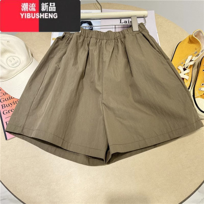 YIBUSHENG工装休闲裤女季薄款宽松港风复古chic小个子直筒阔腿裤五分裤子