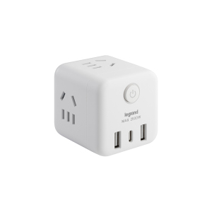 罗格朗 无线小魔方插座转换器 总控四位五孔带USB(2A1C)20W魔方转换 个