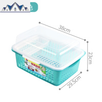 装碗架沥水架碗柜放碗碟架塑料家用带盖碗盆厨房置物架碗筷收纳盒 三维工匠