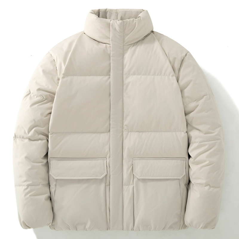 男装羽绒服秋冬季连帽加厚保暖面包服立领纯色男士休闲羽绒潮外套