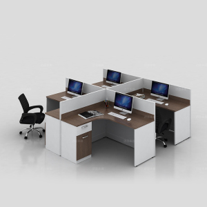 简约屏风桌员工桌卡位职员办公桌工作桌办公桌椅组合隔断办公家具 黄木纹色