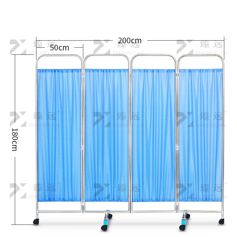 臻远 ZY-PF10 医用屏风隔断移动折叠折屏带轮客厅美容院遮挡布艺折屏 304加厚款四折