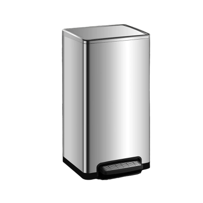 秦泰(Cqint) QTRASH-R 不锈钢方形脚踏式缓降垃圾桶 50L 银色