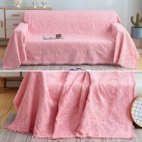 家柏饰(CORATED)北欧色沙发巾沙发布全盖毯子单简约沙发套沙发垫盖布罩 胭脂粉菱形格[] 230*250cm