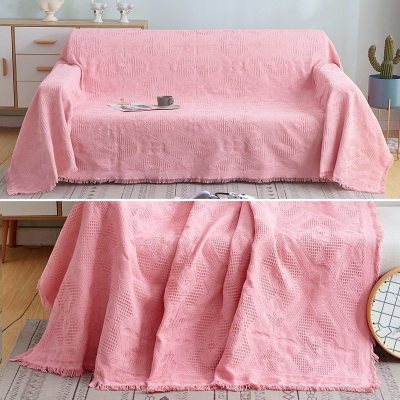 家柏饰(CORATED)北欧色沙发巾沙发布全盖毯子单简约沙发套沙发垫盖布罩 胭脂粉菱形格[] 230*250cm