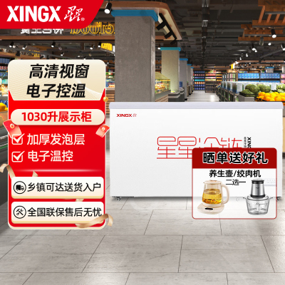星星(XINGX)SD/SC-1030BE 976升深底岛柜商用冰柜 冷藏冷冻单温卧式展示柜 超市便利店大容量展示柜