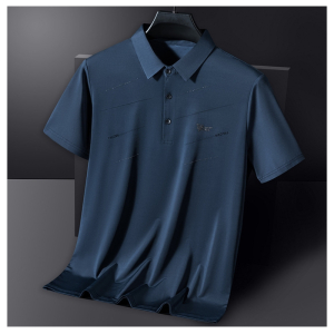 夏天短袖POLO衫男冰丝中年男士商务休闲翻领T恤衫薄款中老年上衣