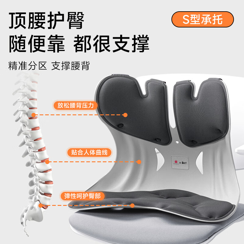 BKT 腰靠垫 护腰坐垫座椅靠背 办公室靠垫腰部支撑坐垫 超大款·索影灰[150斤以上] 单位:个