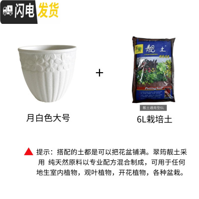 三维工匠美式花盆 复古创意白色ins家用客厅蝴蝶兰专用盆栽绿萝欧式陶瓷大 月白色大号+6升通用土16元 中等花盆容器
