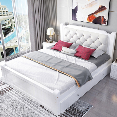  木床阿斯卡利现代简约1.5米单人欧式床1.2m出租房1.8家用主卧北欧双人床