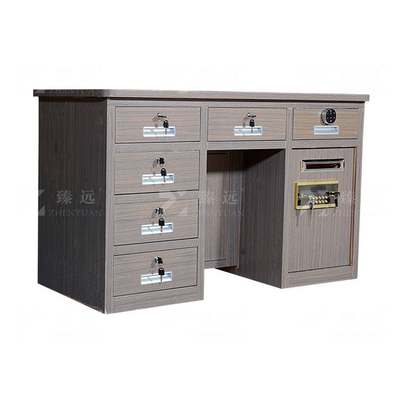 臻远 BXZ-07 钢制保险桌可投币收银财务桌1.2m黑枫木六斗电子锁