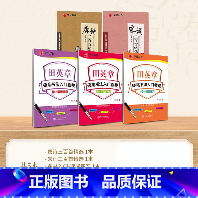[田英章]楷书入门3本+唐诗宋词2本 [正版]田英章楷书字帖学生练字帖成人硬笔书法练字本入门教程初学者笔画偏旁间架结构楷