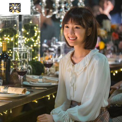 暖青汇三十而已毛晓彤钟晓芹同款衣服白色雪纺衫长袖衬衫女设计感小众秋蕾丝衫