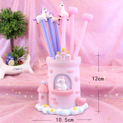 韩国少女心ins独角兽笔筒学生女创意可爱收纳盒办公桌面摆件笔桶三维工匠独角兽笔筒：新款蓝色