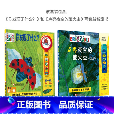 [正版]点亮夜空的萤火虫+你发现了什么 有声玩具书?配手电筒配放大镜 大开本益智绘本 美国引进儿童早教启蒙1-3~4岁