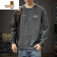 YANXU秋季美式复古长袖t恤男宽松大码潮牌休闲内搭卫衣圆领打底衫