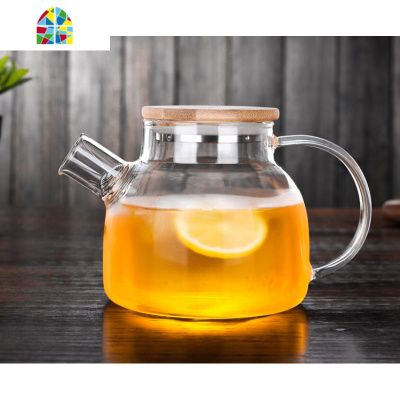 加厚玻璃凉水壶耐热防爆冷水壶大容量简约透明大扎壶家用茶壶套装 FENGHOU 1.6升壶+4圆趣杯+托盘运费险