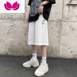七斓夏季薄款七分裤男宽松港风潮牌运动短裤韩版潮流ins百搭直筒中裤