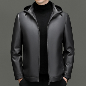 2025春秋新款高端皮羽绒服男翻领海宁真皮羽绒男大码男装外套可拆卸内胆羽绒服男皮衣男士商务大码真皮皮草外套男防寒服