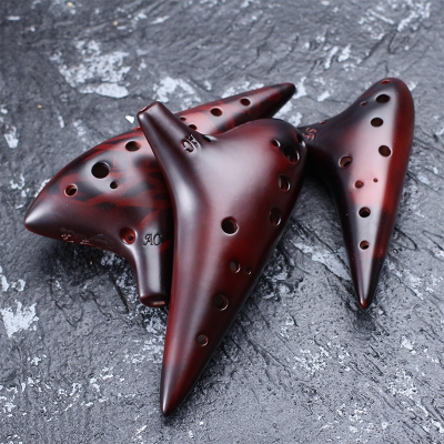 初学入门包教会12孔中音C调陶笛十二孔AC专业学生陶埙演奏6乐器普及款-白裂(送秘籍+-视频+护绳+护袋+底座)