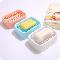 创意网格浴室沥水双层肥皂盒塑料旅行香皂盒手工皂托卫生间3个装