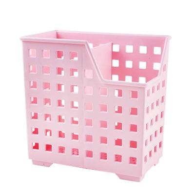 创意家用厨房筷笼子筷子盒多功能塑料笼沥水架收纳筒大筷筒桶 敬平 2格粉色