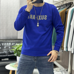 欧洲站春秋时尚圆领套头长袖体恤打底衫冬季卫衣男士字母简约潮in
