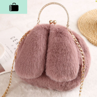 2020新款可爱毛毛绒包包斜挎韩版女学生手提小圆包兔子耳朵单肩包NEW LAKE女士单肩包