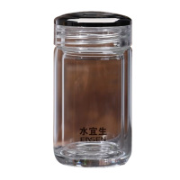 水宜生玻璃杯180ml双层高档便携泡茶杯家用透明带盖隔热杯G216