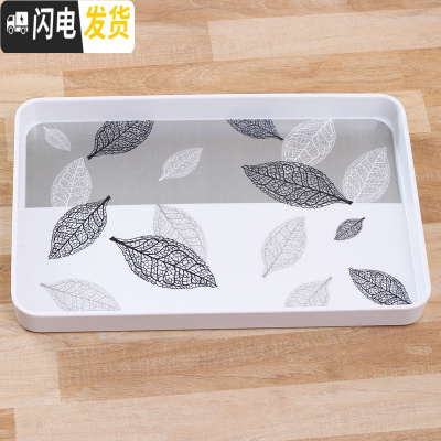 三维工匠欧式密胺放杯子的托盘北欧长方形家用茶盘塑料创意现代简约水果盘 叶子托盘小号(长30*宽20CM)茶具